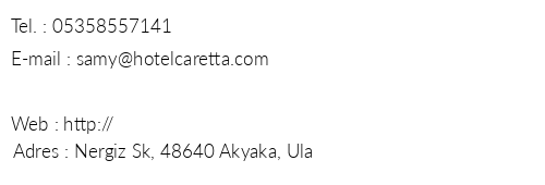 Hotel Caretta telefon numaralar, faks, e-mail, posta adresi ve iletiim bilgileri